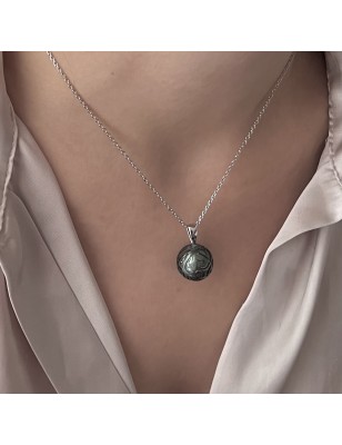 prix pendentif perle gravée argent rhodié - pendentif homme perle noire culture