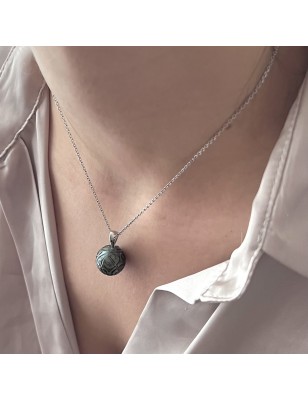 Engraved Tahitian pearl silver pendant price - cultured black pearl men's pendant