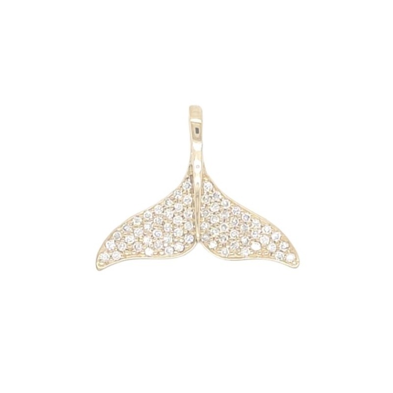 Pendentif or 750/00 1,50 grammes et diamants 0,16ct queue de baleine