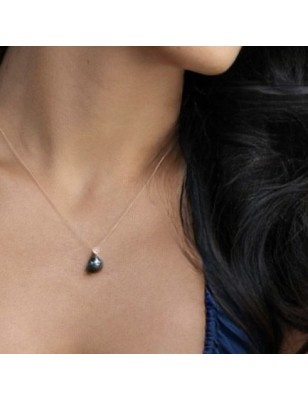 Pendentif or jaune 750/00 diamant et perle de Tahiti