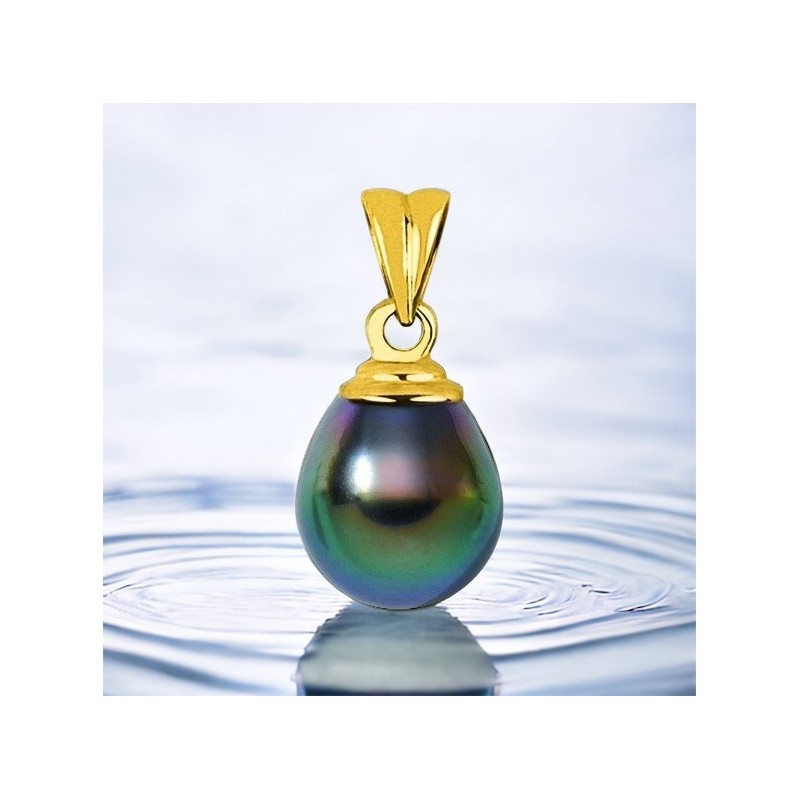 Pendentif Homme Or 750 et Perle de Tahiti Goutte 10/11mm