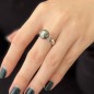 Blue Pink 10,52mm Tahitian Pearl Sterling Silver Ring