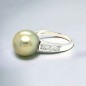 Anillo de perla de Tahití color champán de 11,41 mm