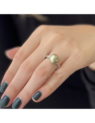 Bague perle de Tahiti goutte