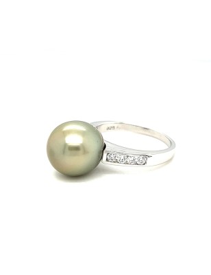 drop Tahitian pearl ring - genuine pearl from tahiti on silver ring