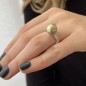 Anello con perla di Tahiti color champagne da 11,41 mm