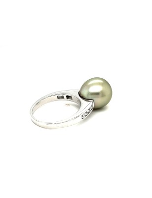drop Tahitian pearl ring - genuine pearl from tahiti on silver ring