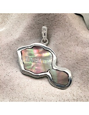 pendentif carte tahiti argent