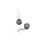 Terena - Tahitian pearl golden silver earrings