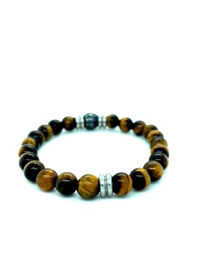 Bracciale occhio di tigre e Perla di Tahiti