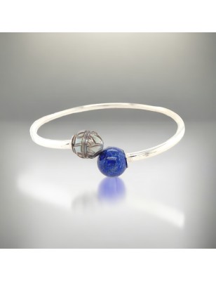 Lapis lazuli and Tahitian Pearl bangle