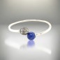 Sterling silver lapis lazuli and Tahitian pearl bangle bracelet