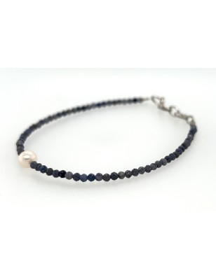 bracelet argent 925/00 saphirs perle d'eau douce