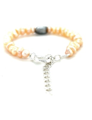 Sterling silver freshwater keshis and grey keshi child bracelet