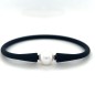 Bracciale da uomo con perla d'acqua dolce bianca - Gomma nera