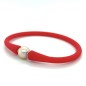 Pulsera de silicona con perla de agua dulce rosa