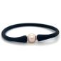 Pink freshwater pearl black bracelet