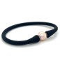 Pink freshwater pearl black bracelet