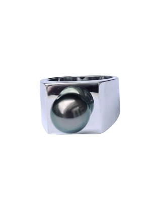 real Tahitian pearl silver signet ring price
