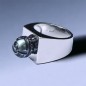Tahitian Pearl Rhodium Silver Pearl Man Signet Ring