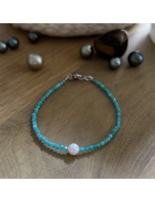Bracelet amazonite et perle d'eau douce