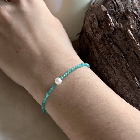 Freshwater Pearl and Amazonite Bracelet
