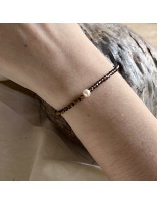 Freshwater pearl and tiger eye and smoked quartz bracelet market price