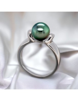 Étreinte - Tahitian Pearl Rhodium Silver Ring
