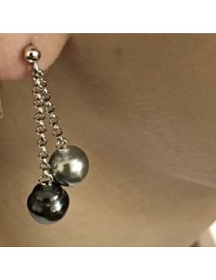 Orecchini con perla di Tahiti