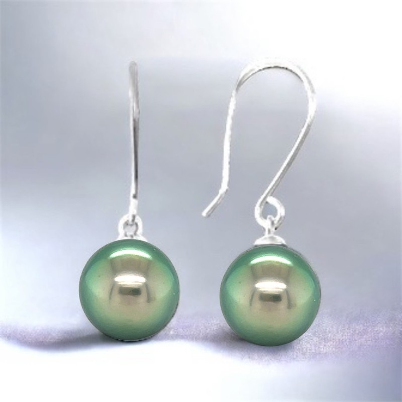 Boucles d'oreilles pendantes en argent 925/00 et Perles de Tahiti