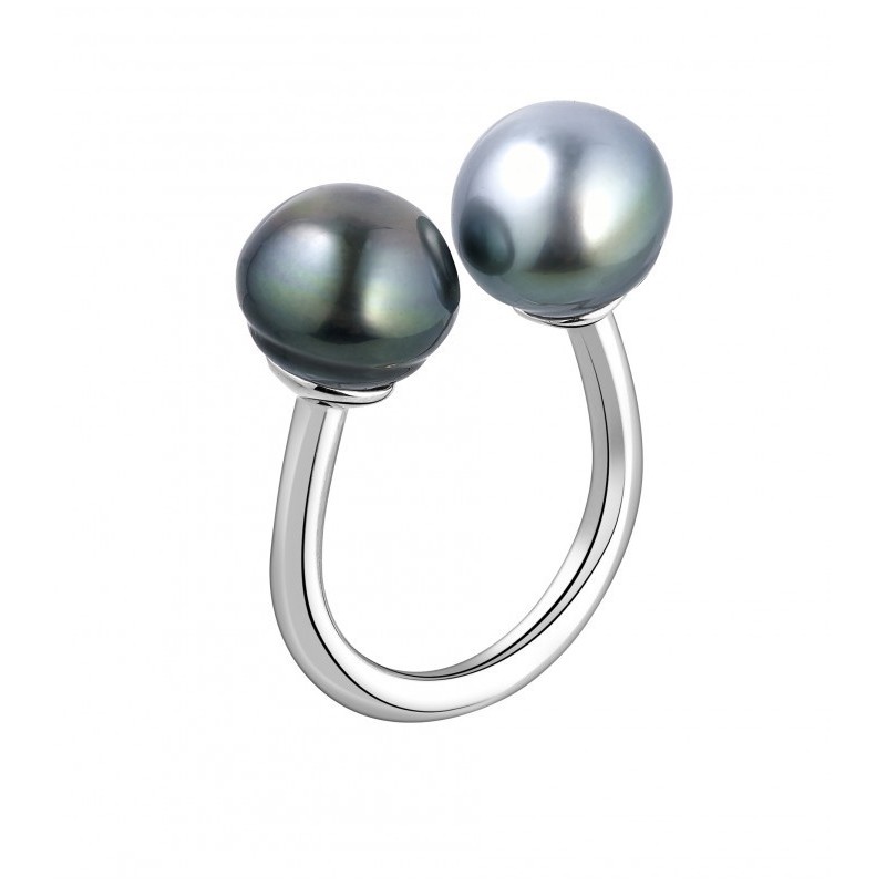 Toi et Moi Tahitian Pearl Sterling Silver Ring