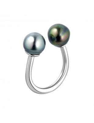 Toi et Moi Tahitian Pearl Sterling Silver Ring