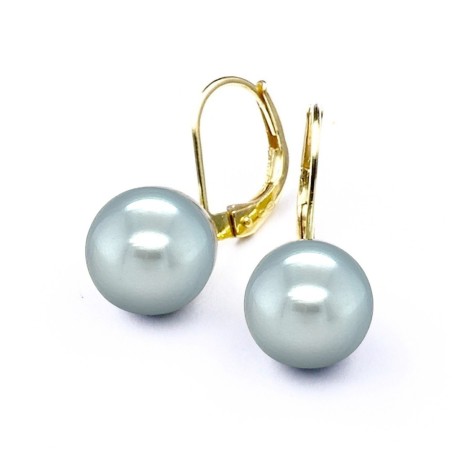 Tahitian Pearl Yellow 18k Gold Leverback Earrings