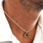 Hook - Tahitian Pearl Rhodium Silver Fishhook Shaped Man Pendant