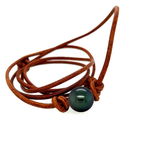 achat ras de cou cuir perle de Tahiti culture prix