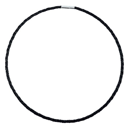 Collana Uomo Pelle Nera Intrecciata - 45cm