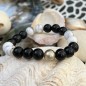 Armband Perle aus Tahiti - Obsidian - Howlith