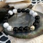 Bracelet Perle de Tahiti - Obsidiennes - Howlites