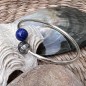 Sterling silver lapis lazuli and Tahitian pearl bangle bracelet