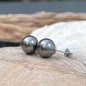 Boucles d'Oreilles Perles de Tahiti Bleues
