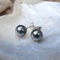 Boucles d'Oreilles Perles de Tahiti Bleues