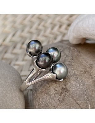 Harmonie - Bague Argent 925 - 4 Perles de Tahiti