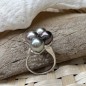 4 Tahitian pearls sterling rhodium silver ring