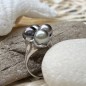 4 Tahitian pearls sterling rhodium silver ring