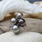 4 Tahitian pearls sterling rhodium silver ring