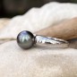 Bague en Argent 925 Perle de Tahiti Blue Pink 10,52mm