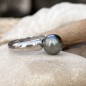 Anillo de plata de ley 925 con perla de Tahití azul y rosa de 10,52 mm