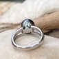 Anillo de plata de ley 925 con perla de Tahití azul y rosa de 10,52 mm