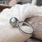 Bague argent 925/00 Perle de Tahiti blue pacific sunset