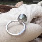 Anello argento 925/00 Perla di Tahiti blue pacific sunset
